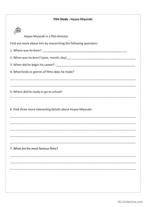 Film Study Spirited Away By Hayao M English Esl Worksheets Pdf Doc