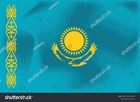 National Flag Kazakhstan Realistic Pictures Flag Stock Vector Royalty