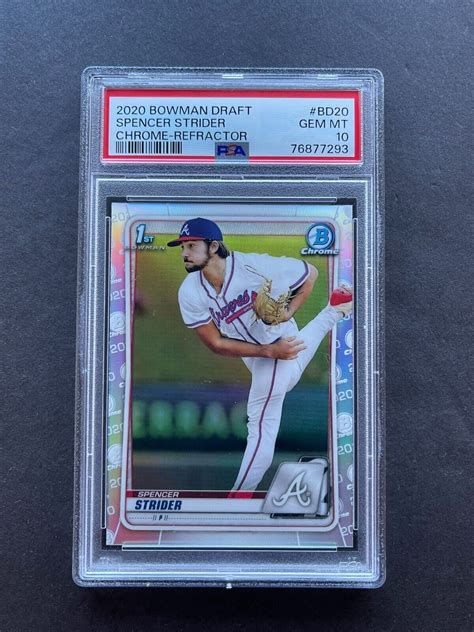 2020 Bowman Draft Chrome SPENCER STRIDER Refractor RC BD 20 PSA 10 GEM