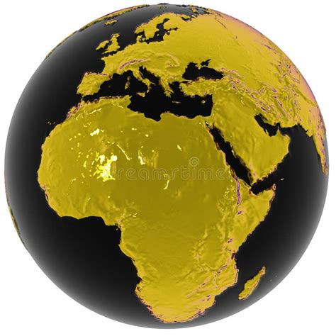 Globe Shaded Relief Centered On Africa Stock Illustration