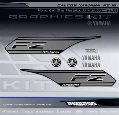 Calcos Yamaha Fz Variante Gris Negro Insignia Calcos