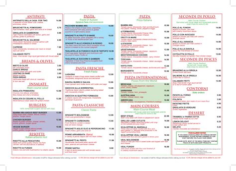 Menu 2024 Mamma Mia In London Thefork