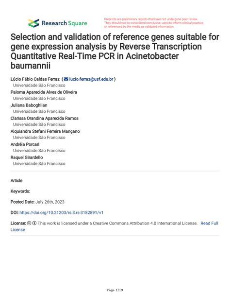 Pdf Selection And Validation Of Reference Genes Suitable For Gene