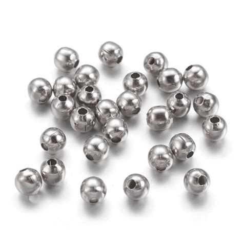 Pcs Mm Stainless Steel Round Bead Spacers For Jewelry Making