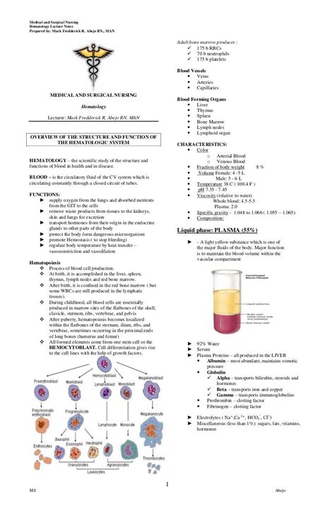 Hematology Handouts Hematology Medical Laboratory Technician