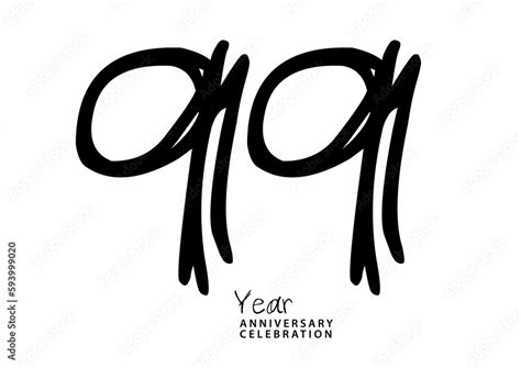 99 Year Anniversary Celebration Black Color Logotype Vector 99 Number