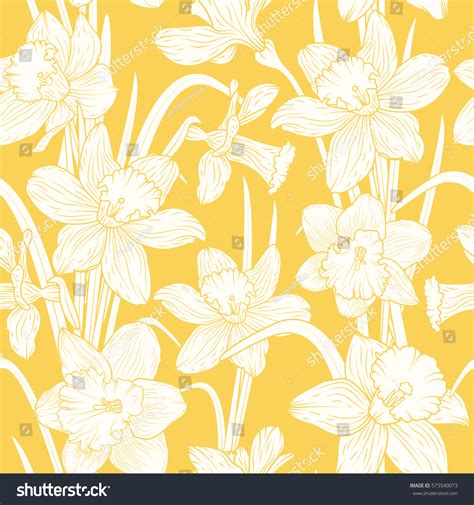 Narcissus Daffodils Seamless Spring Floral Pattern Stock Vector