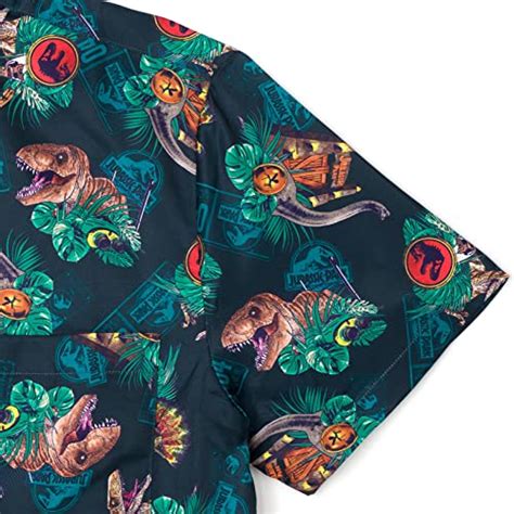 Jurassic World Park T Rex Mens Hawaiian Button Down Dress Shirt Adults Shirt Large Pricepulse