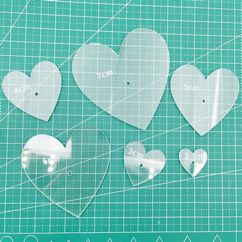 Amazon Set Of 6 Heart Shape Acrylic Sashiko Stencils For Hand