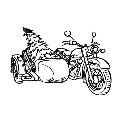 Motorcycle Sidecar With Christmas Tree Biker Svg  Png Clipart Vector Graphics Cut Files