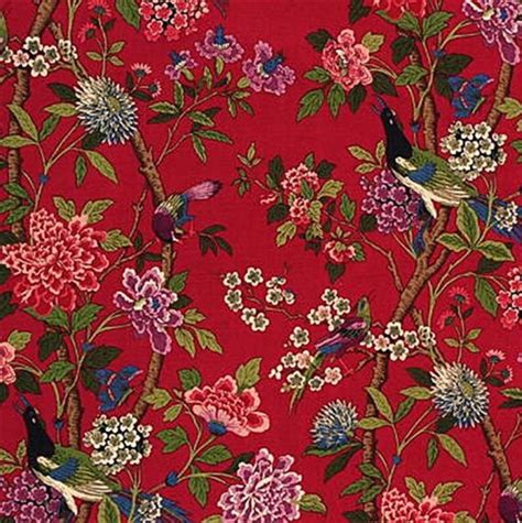 LEE JOFA KRAVET Tree Of Life Floral Birds Linen Fabric 10