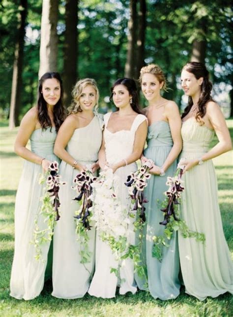 Pretty Bridesmaids Dresses In Different Shades Of Green Mix N Match