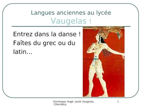 Ppt Dominique Aug Lyc E Vaugelas Chamb Ry Langues Anciennes Au