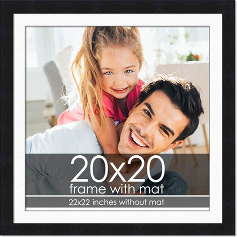 20x20 Frame With Mat Black 22x22 Frame Wood Made To