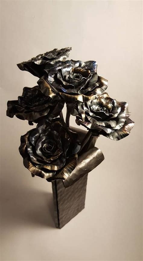 Steel Rose Metal Rose Blacksmith Rose Hand Forged Etsy Hand Forged