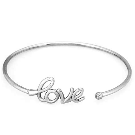 Srebrna Bransoletka Bangle Napis Love Prezent Lovrin Moda Sklep