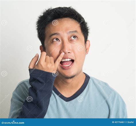 Asian Man Picking Nose Stock Photo Image 42776461