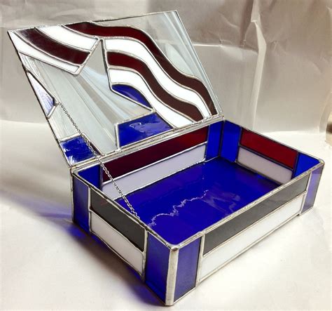 Contemporary Stained Glass Jewelry Box Patriotic American Etsy Stained Glass Jewelry Glass