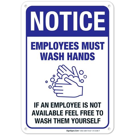 Funny Hand Washing Sign Employees Must Wash Hands Sign 10x7 Inches