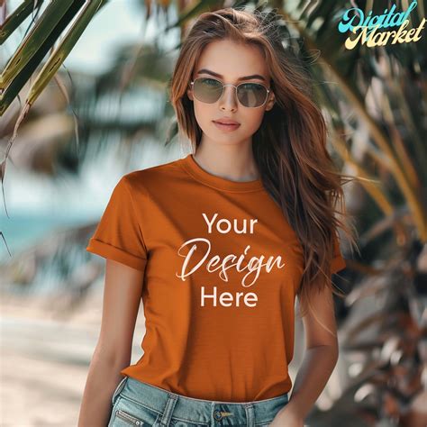 Burnt Orange Bella And Canvas Mockup Burnt Orange Shirt Mockup Bella