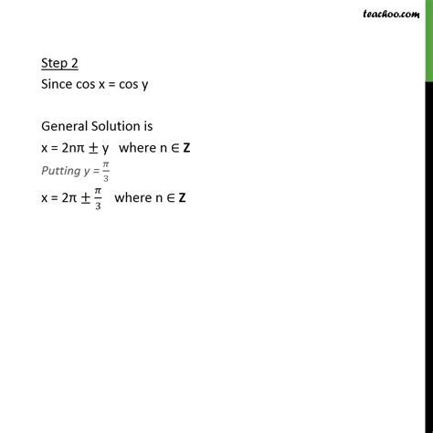 Example 21 - Solve cos x = 1/2 - Trigonometric Functions CBSE