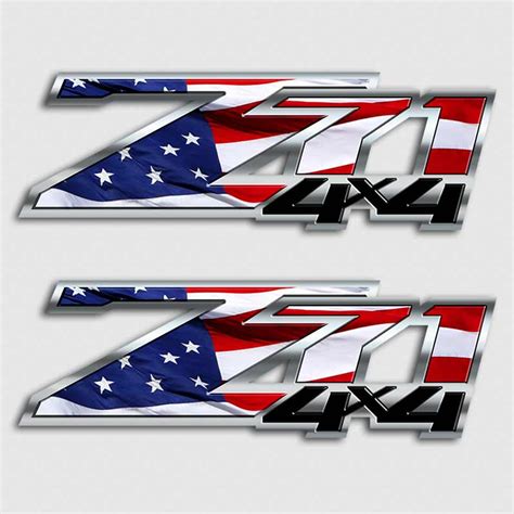 American Flag Silverado Z71 Truck Decal Set Chevy 4x4 Usa