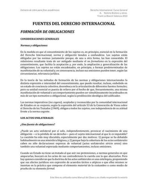 Fuentes Del Derecho Internacional Ja Vi UDocz