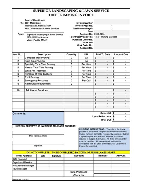 Printable Landscaping Invoice Templates Examples