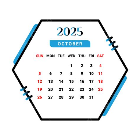 Kalender Bulan Oktober 2025 Dengan Gaya Geometris Biru Langit Dan Hitam