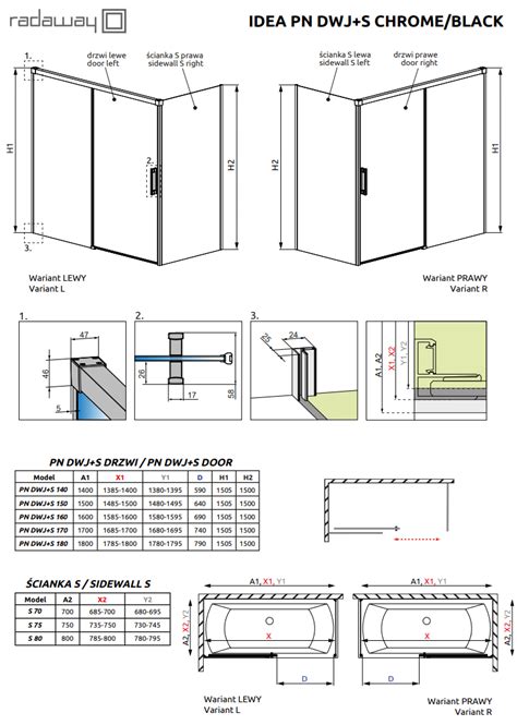 Radaway Zabudowa Nawannowa Idea Pn Dwj S X Cm Prawa Szk O