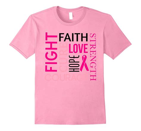 Breast Cancer Fight Tshirt Faith Love Hope Pink Ribbon Tee T Shirt