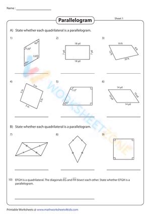 Free Interactive Parallelogram Worksheet Collection