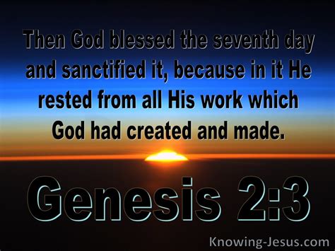 Genesis God Blessed The Seventh Day And Sanctified It Blue