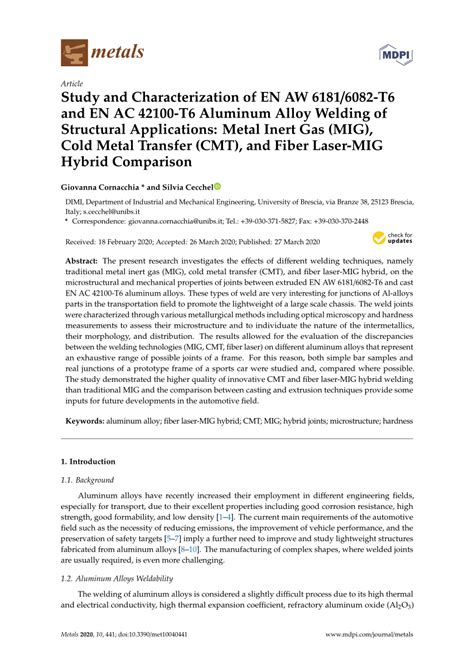 PDF Study And Characterization Of EN AW 6181 6082 T6 And EN AC 42100