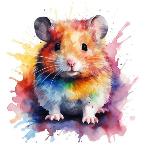 Premium Ai Image Painting Of A Hamster With A Colorful Background