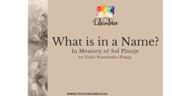 Bundle Of The Poem What Is In A Name By Vn Plaatje Ieb Poetry