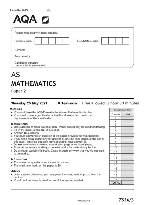 Aqa As Mathematics Paper And June Official Question Paper And