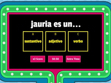 Sustantivos Adjetivos Y Verbos Gameshow Quiz