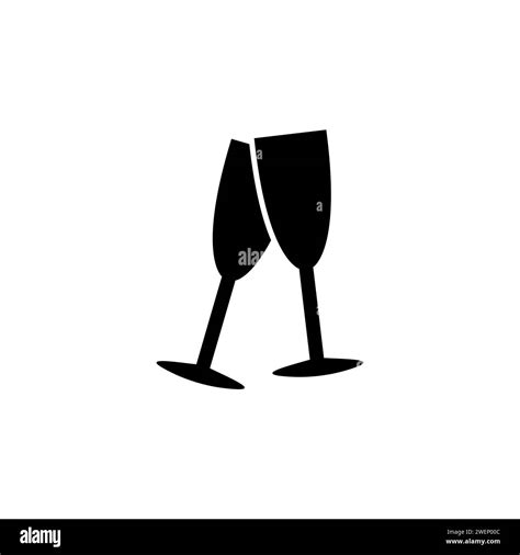 Wine Glasses Toast Cheers Flat Vector Icon Simple Solid Symbol