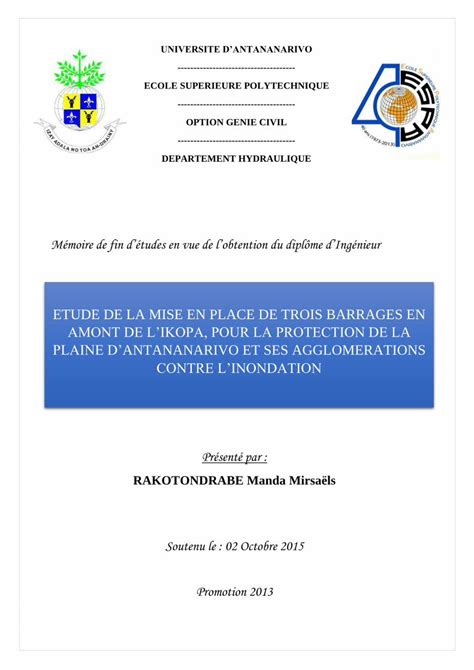 Pdf Etude De La Mise En Place De Trois Barrages En Dokumen Tips