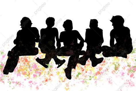 Ink Splash Silhouette PNG Images Youth Sitting And Chatting Watercolor