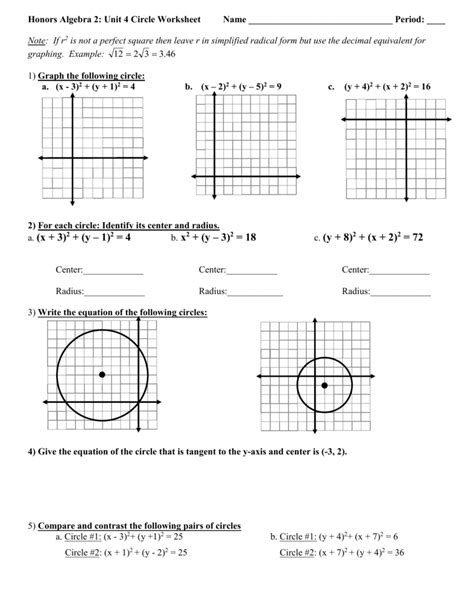 Equations Of Circles Worksheet