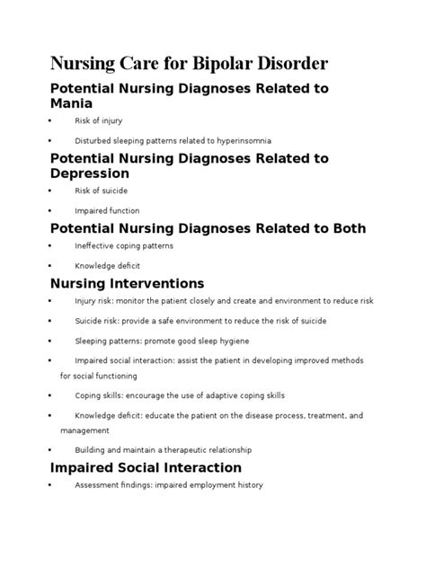 Nursing Care For Bipolar Bipolar Disorder Nursing