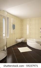 D Render Modern Interior Bathroom Stock Illustration