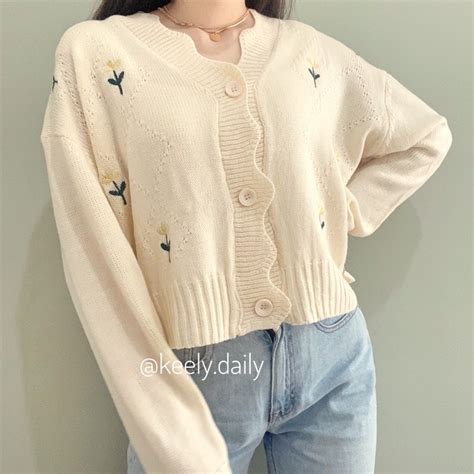 Aesthetic Stuff On Twitter Cardigan Flower Https Shope Ee