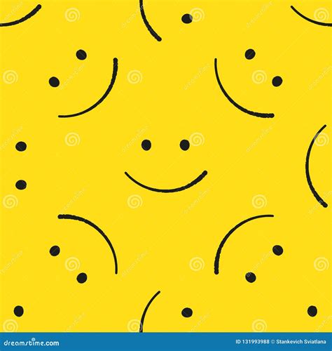 Emoticons Seamless Pattern Yellow Emoji Vector Background Smiles Face