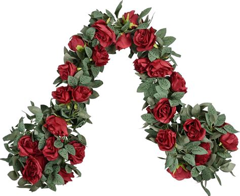 Martine Mall Pcs Ft Artificial Red Rose Garland Fake Rose Vine