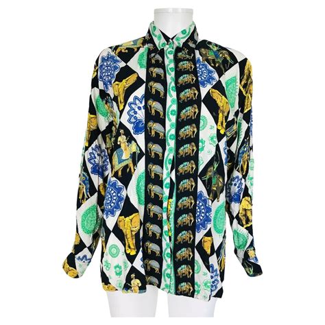 Versace Jeans Couture Gianni 90s Elefante India Pana Chaqueta Camisa A Cuadros En Venta En 1stdibs