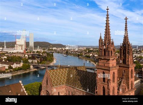 Switzerland Basel The Left Bank Of The Rhine The Minster Or