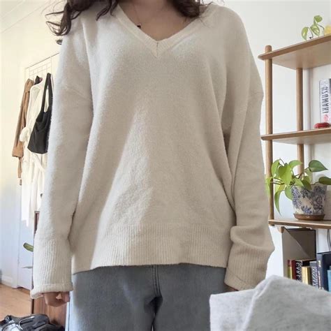 Repop Soft Cozy Oversized V Neck Sweater Knit In Depop